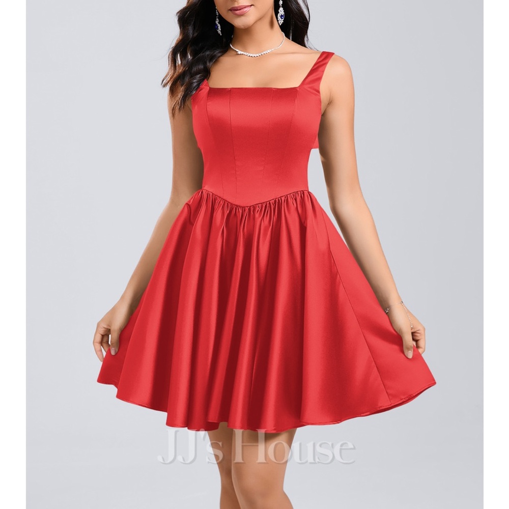 Red satin dress